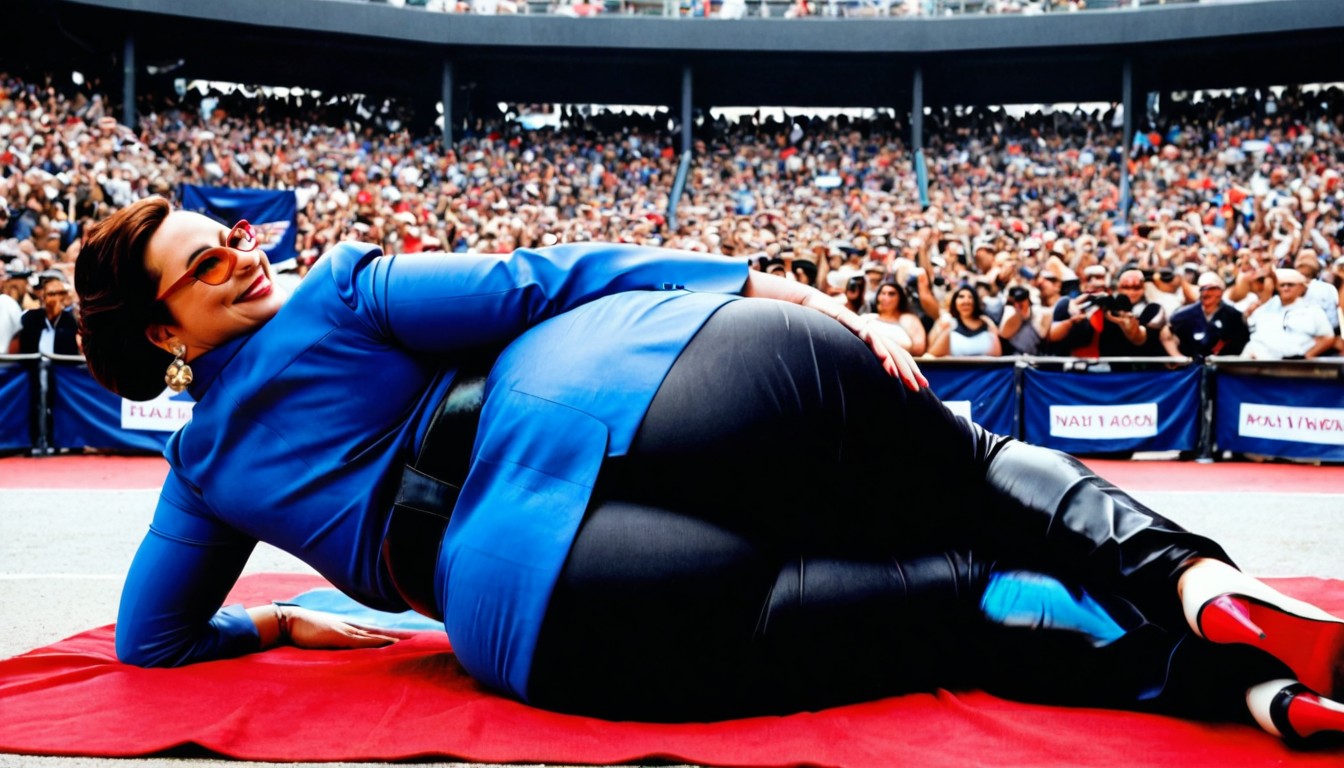 Seductive Pose, Dressed In A Chic Black Pant Suit, Female Politician BBW AI Porn