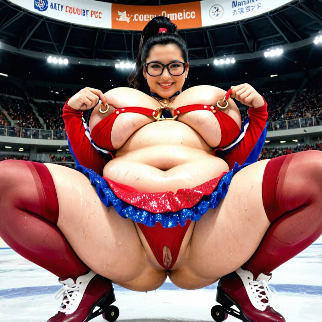 Slingshot Crotchless Harness, Sweaty, High Ponytail BBW AIエロ