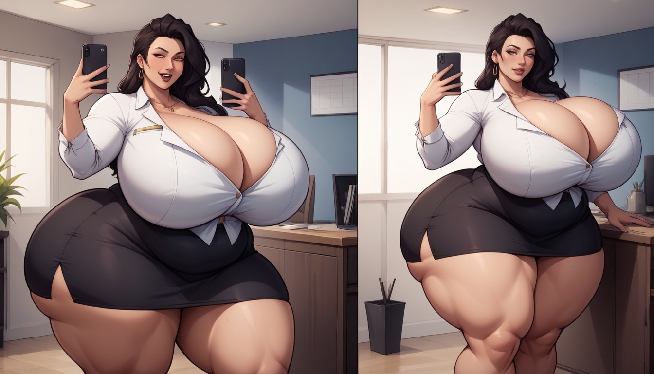 Thick Thighs, Selfie, Cleavage BBW AI Porn