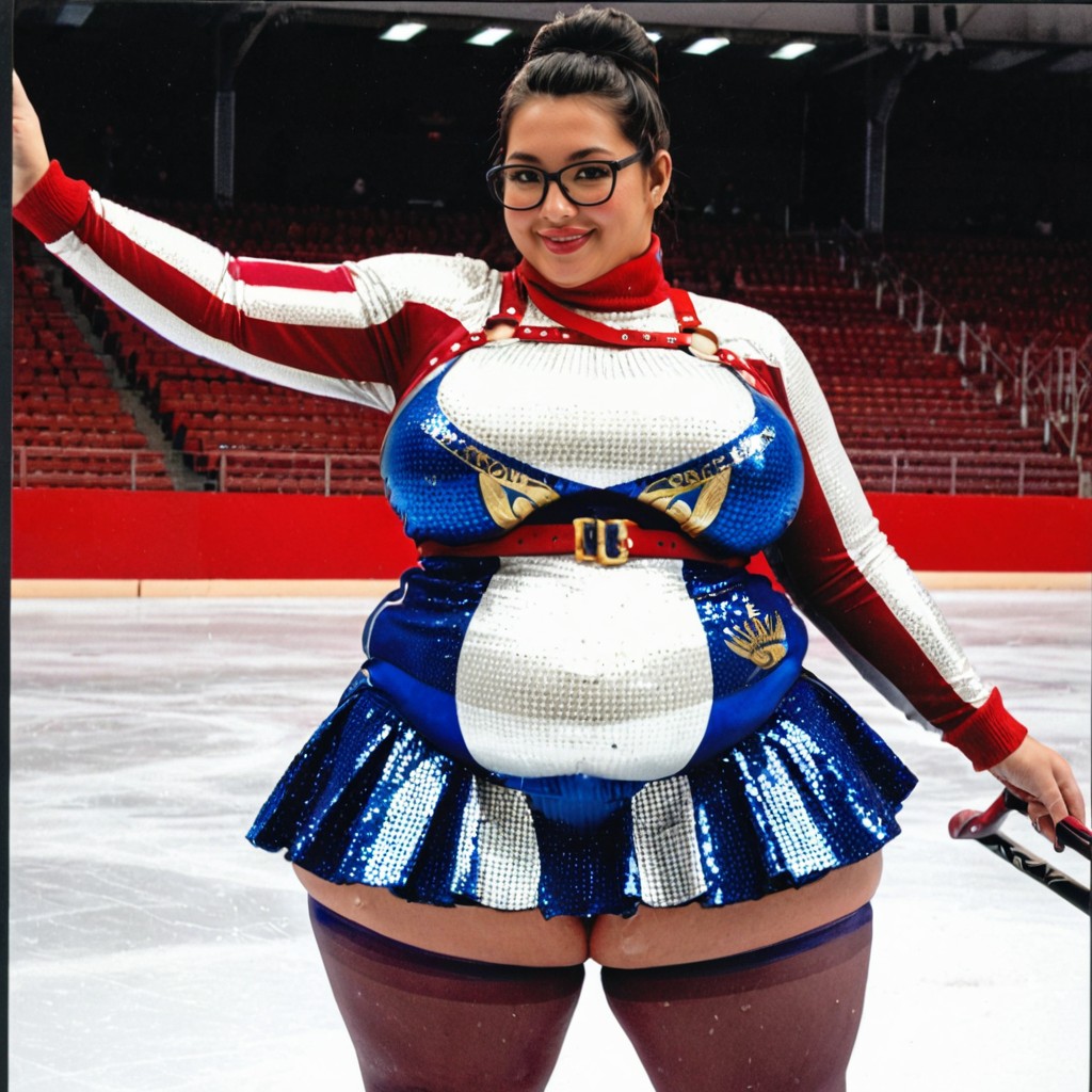 Olympic Ice Rink, Dressed In A Figure Skating Dress With Sequins, Plump Large Lips Porno BBW IA