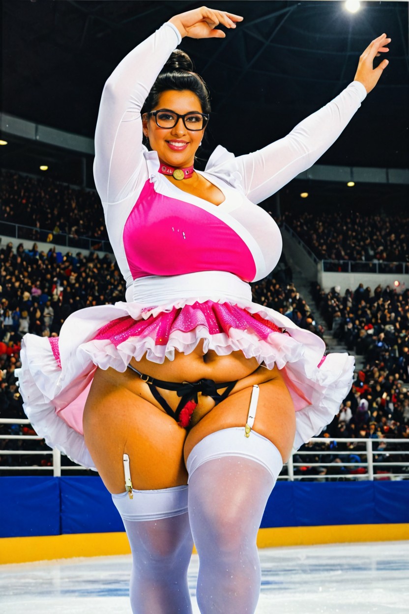 Black Eyes, Indoor Olympic Stadium, Side View BBW AI Porn