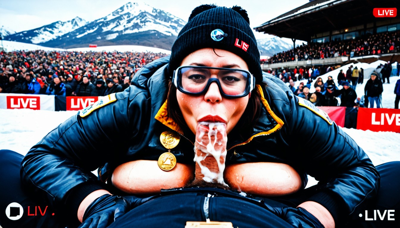 Japonés, Wearing Over The Glasses Ski Goggles, Full Face Blushing Porno BBW IA