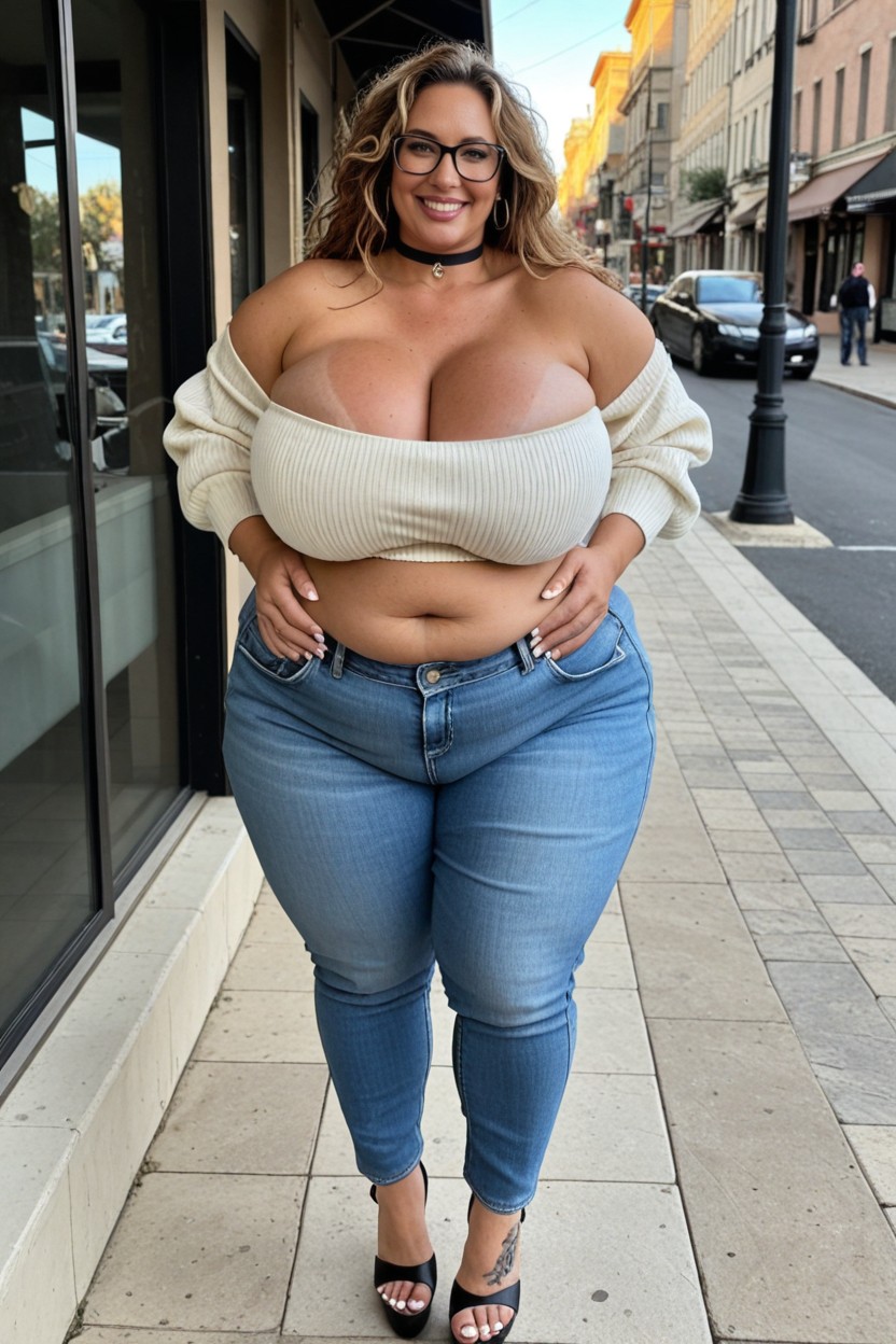 Light Brown Pussy, Boardwalk, Gigantic Huge Ass BBW AI Porn