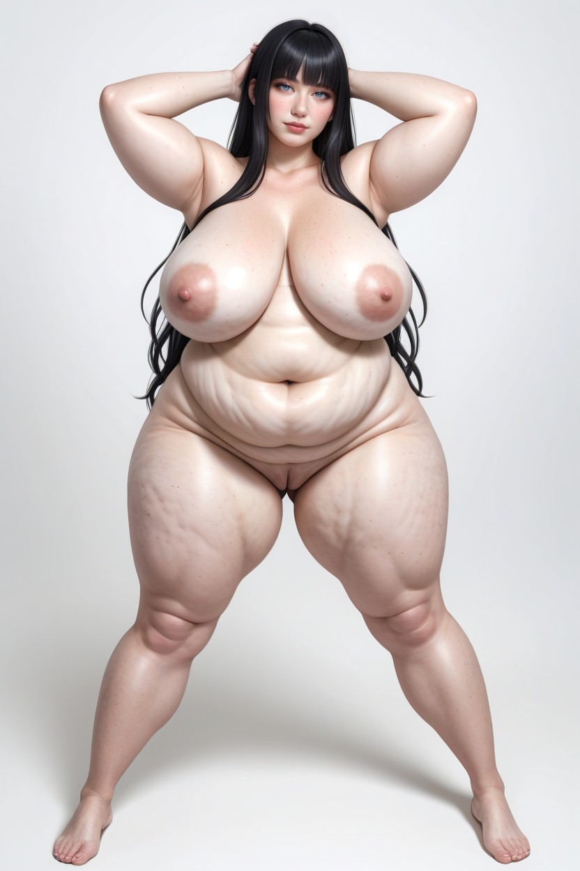 Indonesian, Long Hourglass Figure, Naked BBW AI Porn