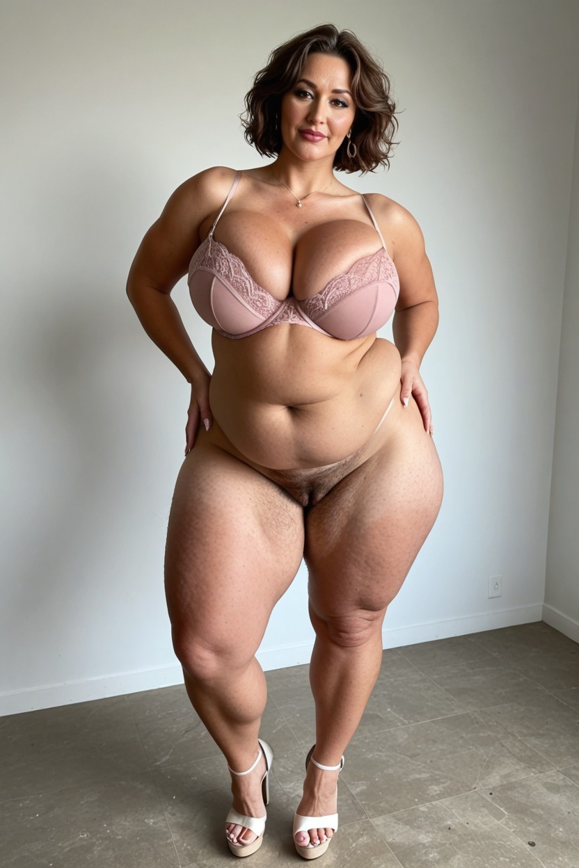 Spreadind Her Legs On A Besoin, Flabby Arms, Freckles BBW AI Porn