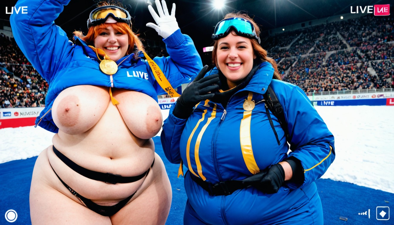 Front View, Pudgy, Happy BBW AI Porn