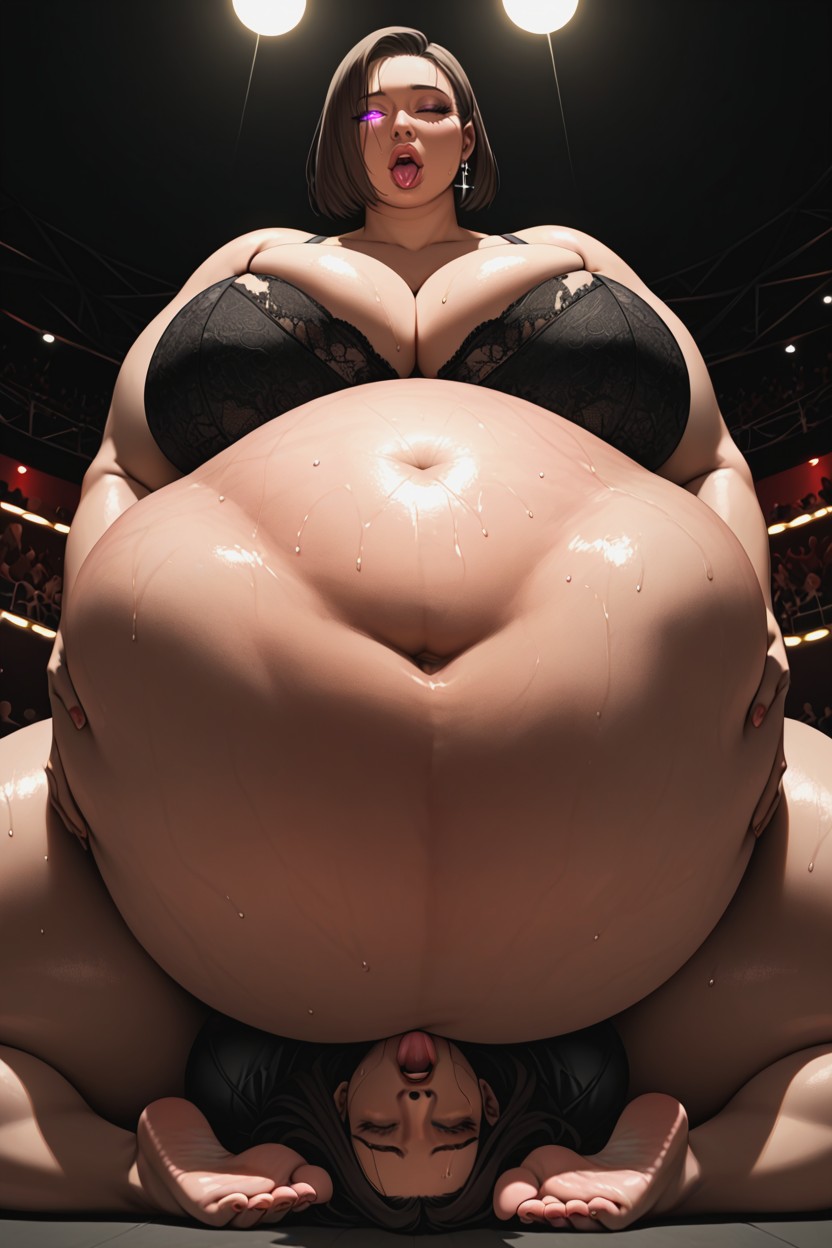 Dramatic Angle, Barefoot, Bra BBW AI Porn
