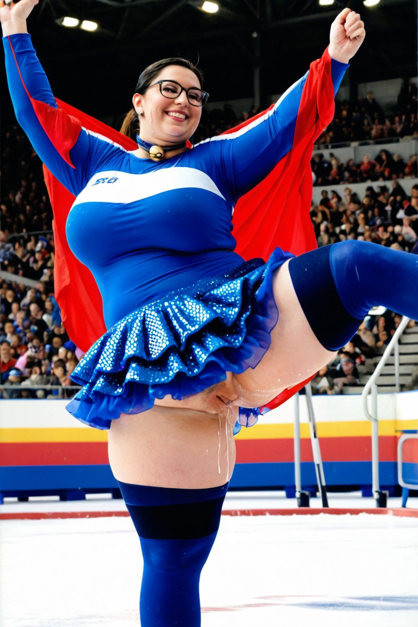 Pudgy, Leotard, Olympic Ice Rink BBW AI Porn