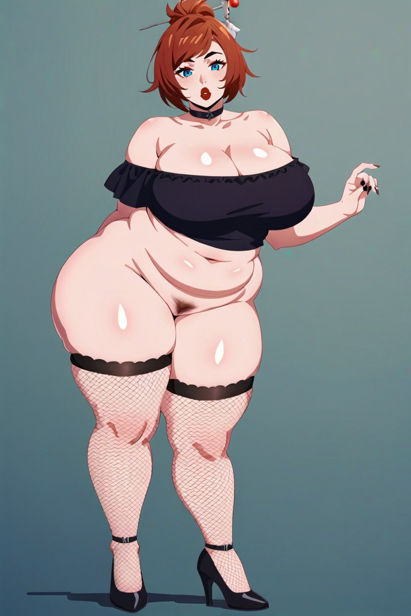 Mei From Overwatch, Attractive Face, Bob Hairstyle BBW AI Porn