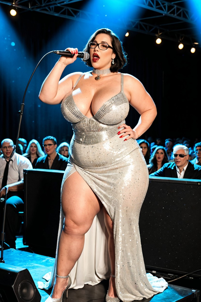Fully Clothed, 18+, Thick Black Framed Glasses BBW AI Porn