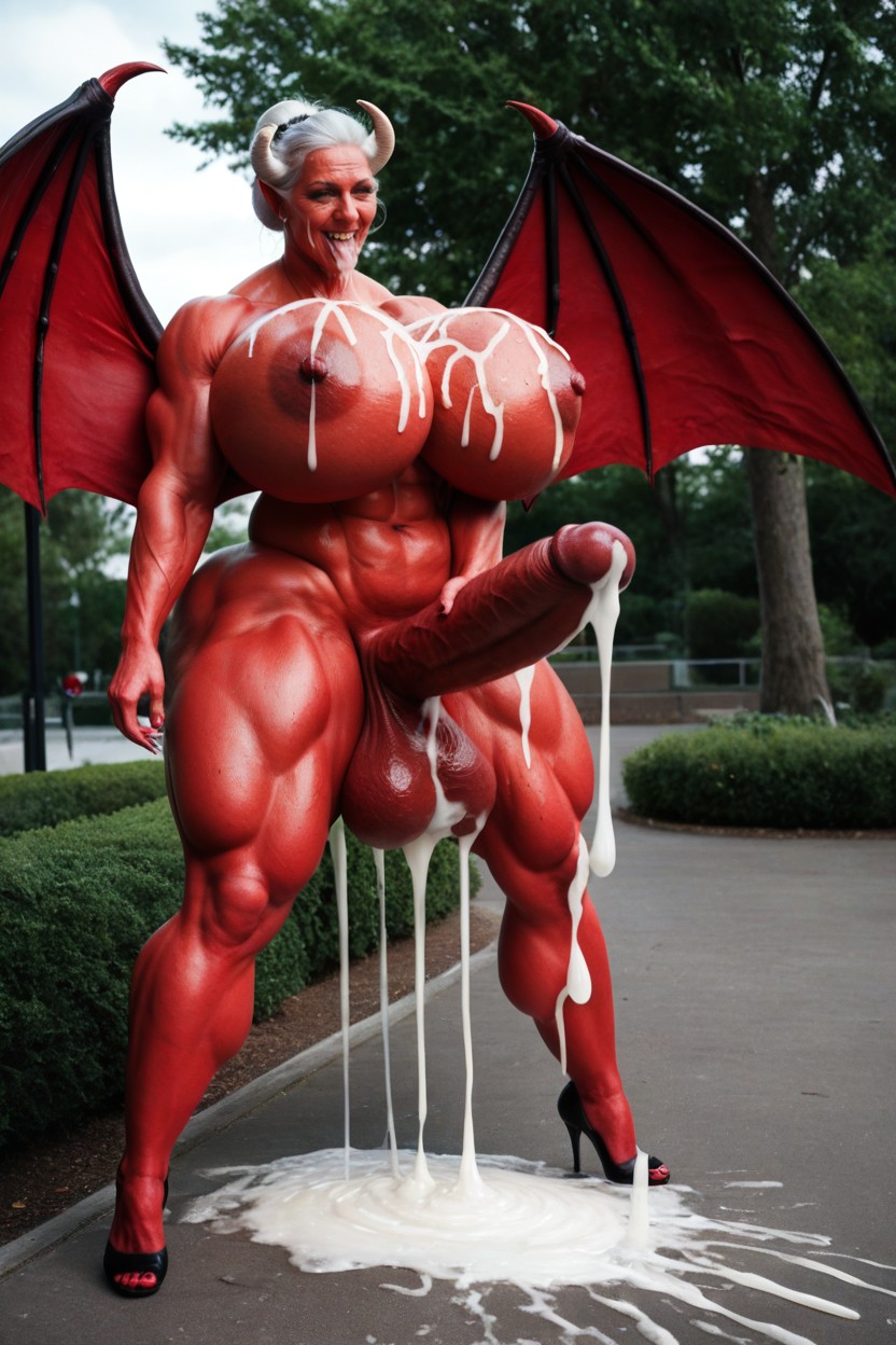 Succubus Back Big Wings, Black Hair, Gigantic Abs BBW AI Porn