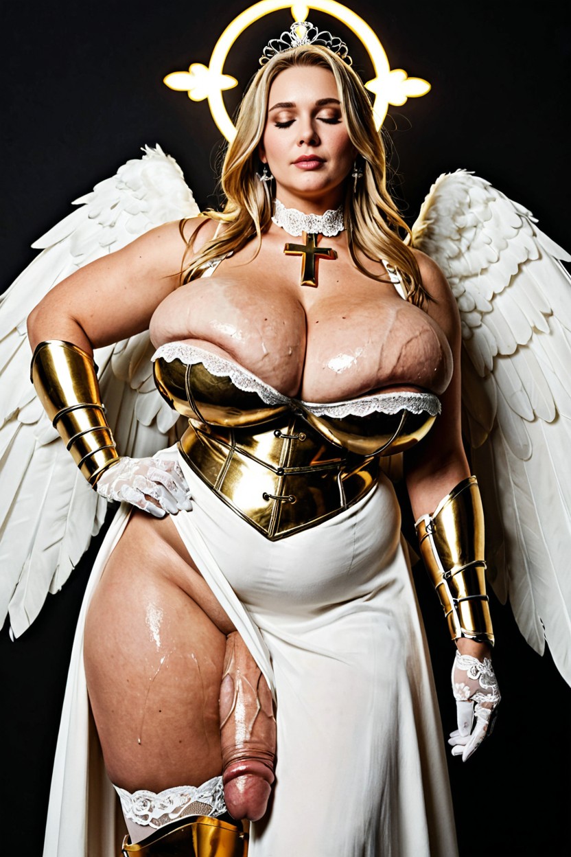 Thigh High Golden Armor Boots, Cock Bulge Under Dress, Floating In Clouds Porno IA BBW