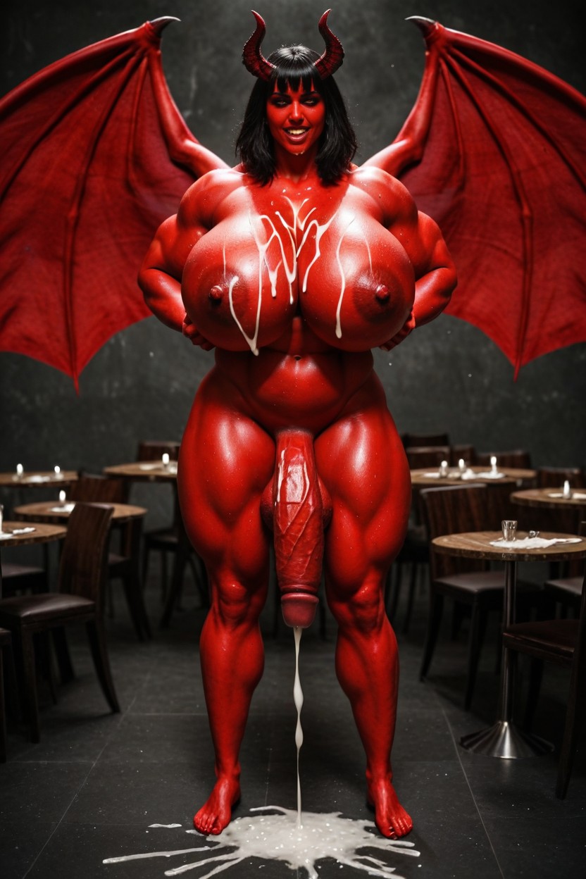 Ahegao, Succubus Back Big Wings, Gigantic Red Breasts Porno BBW IA