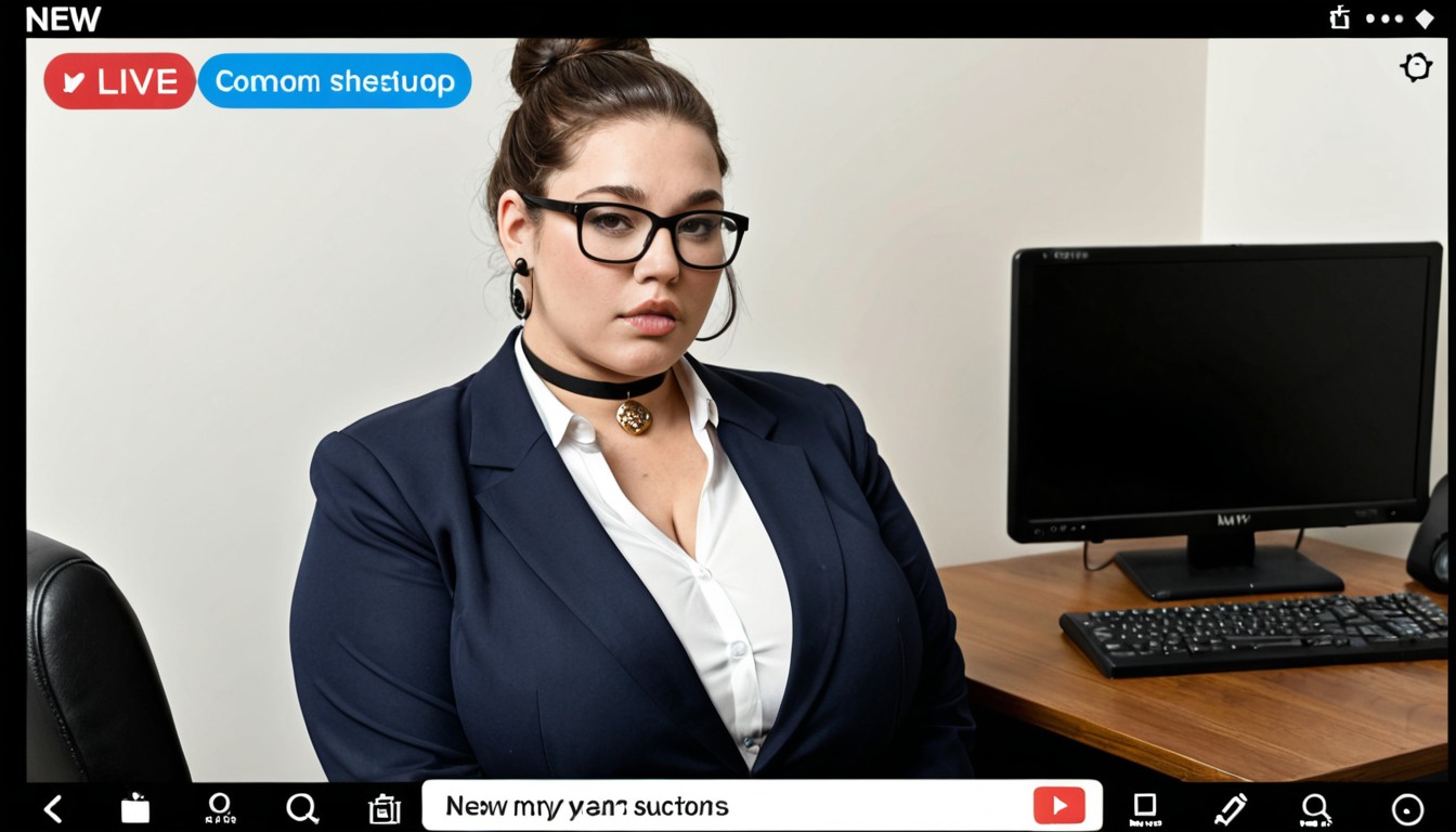 Sitting Down, Tv Newsroom Studio, News Manuscript On The Desk BBW AI Porn