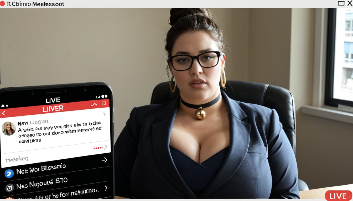 Female News Presenter, Extra-thick Plumper, Serious Expression BBW AI Porn