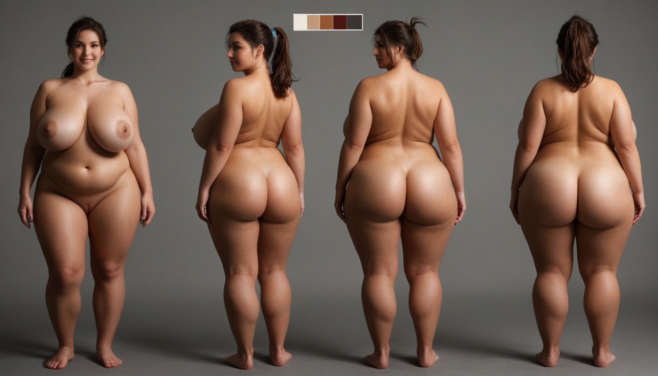 Feet Together, Obese Italian Woman, Naked BBW AI Porn