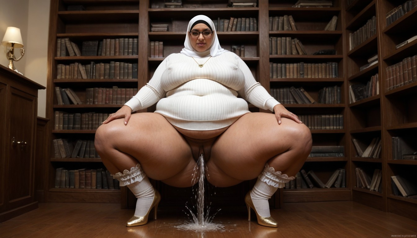Glasses, Thigh High Socks, Wrinkled Body BBW AI Porn