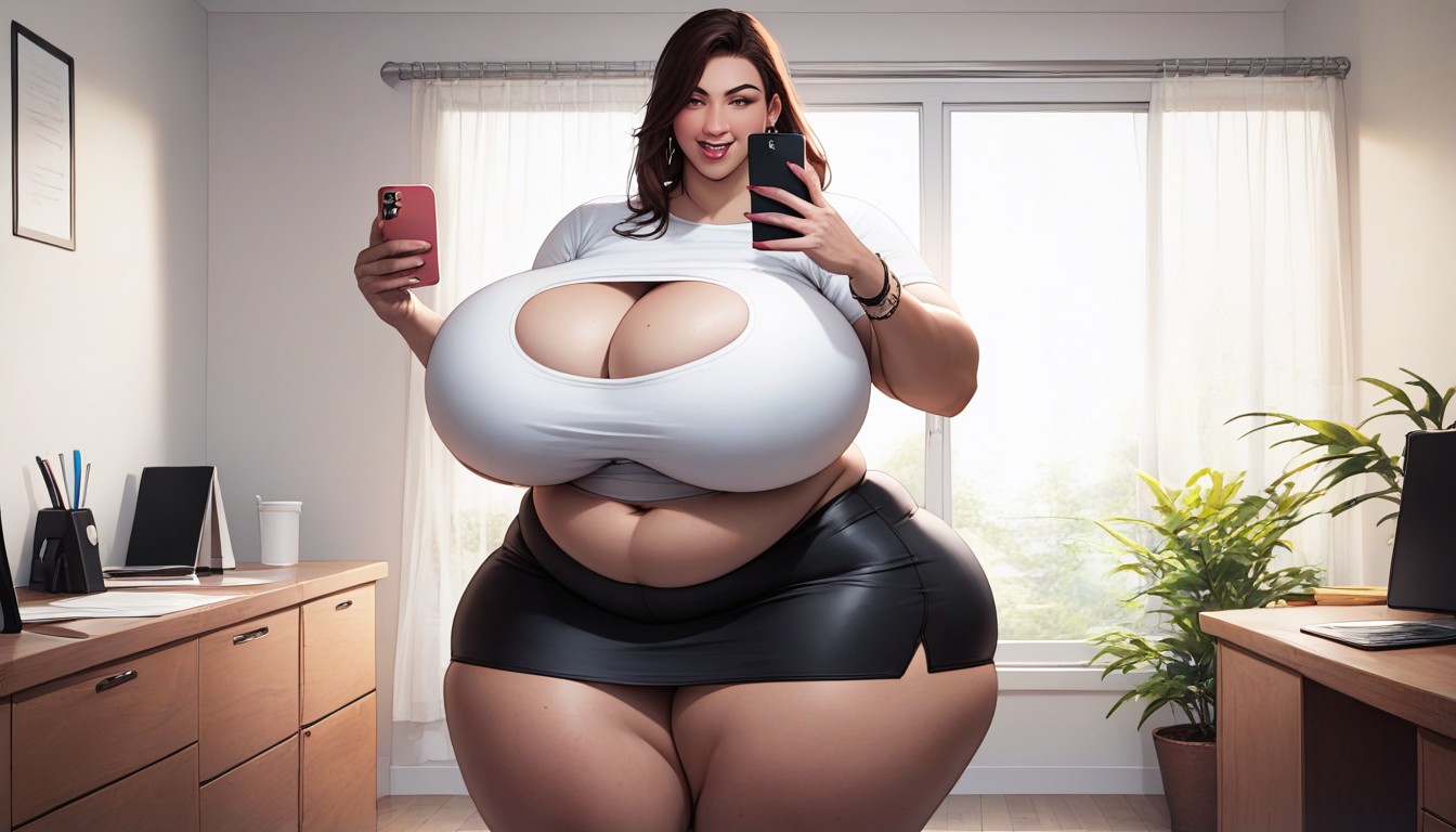 D Realistic Hentai, Absurdly Exaggerated Ultra-mega Fat Breasts, Selfie BBW AI Porn