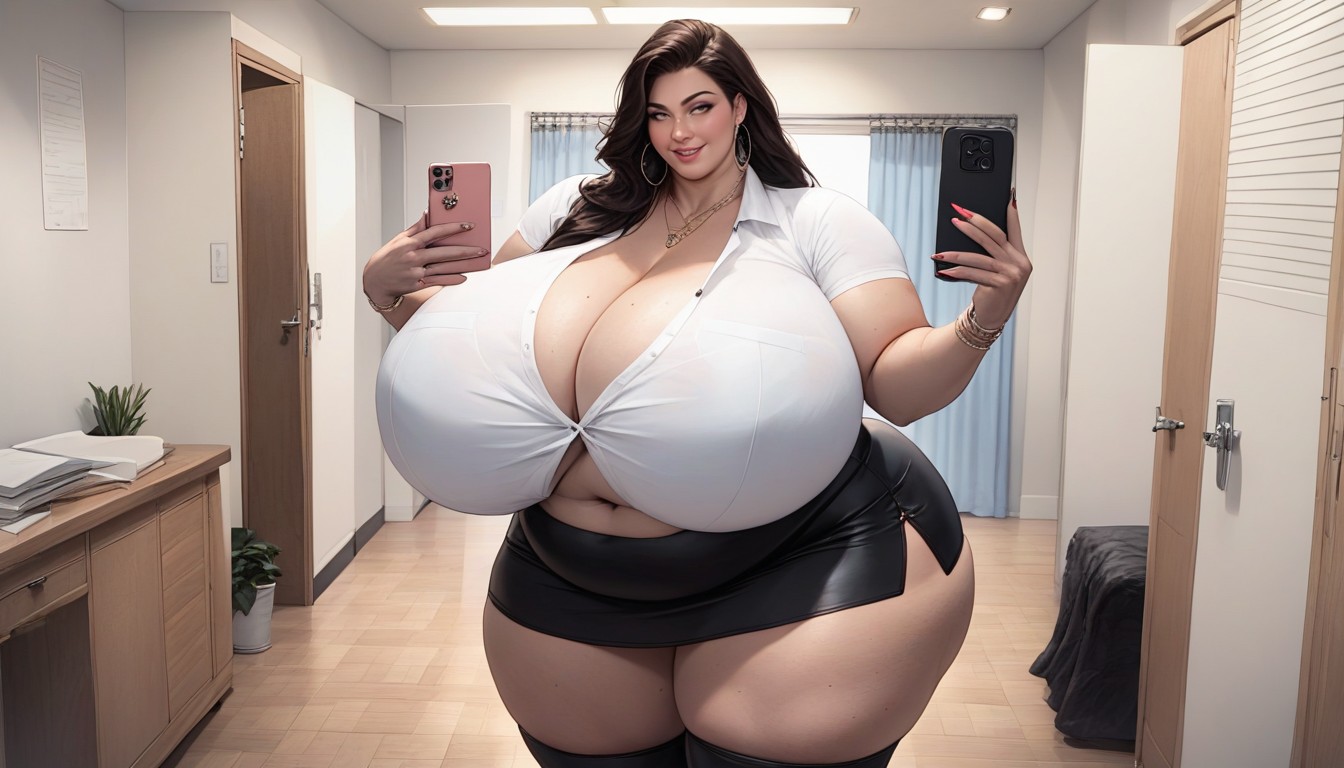 Thick Thighs, Cleavage, Each Panel Will Show Her Extremely Fat Exaggerated Proportioned Curves BBW AI Porn