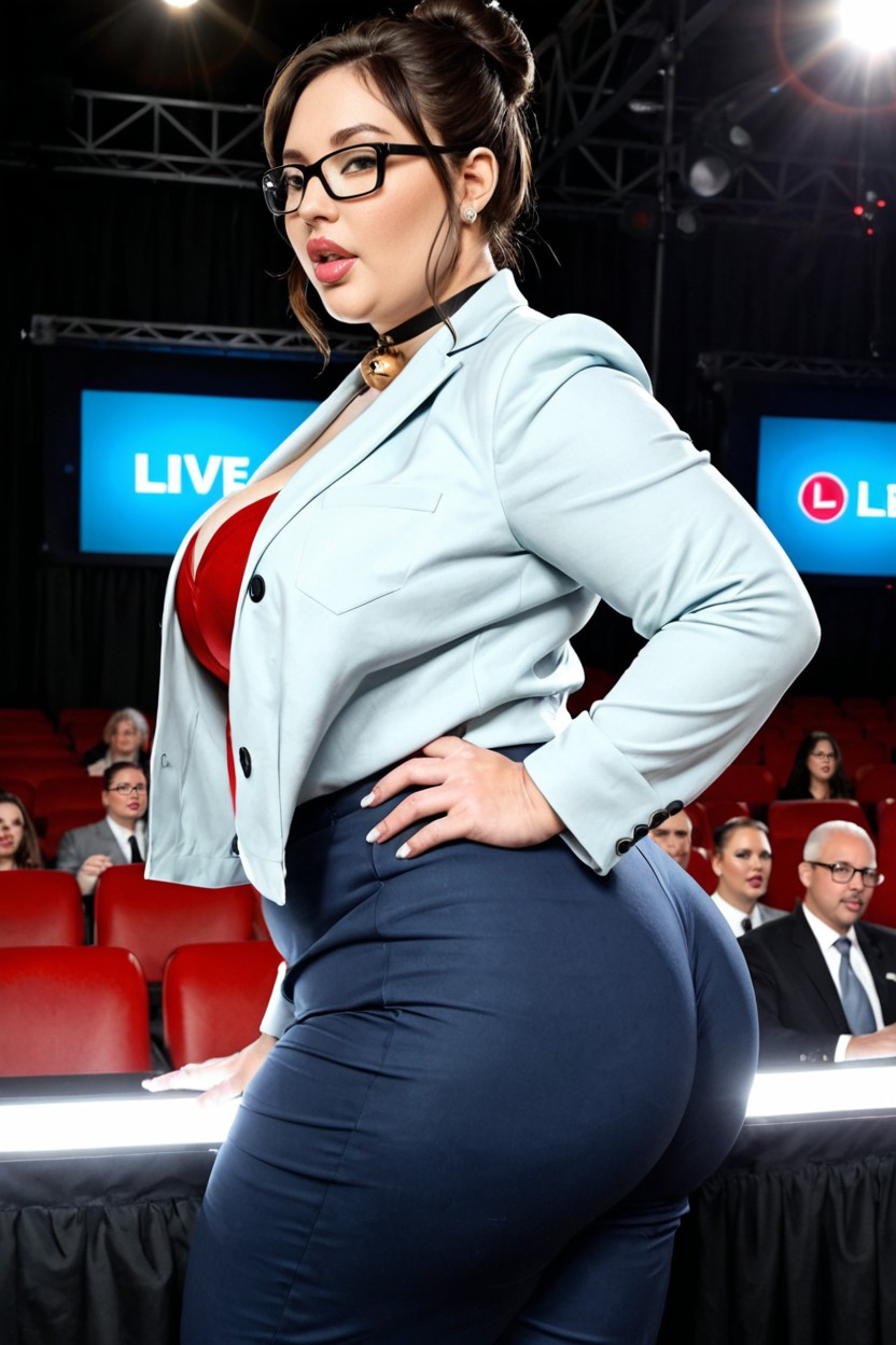 Waist Shot, Clothed Hyper Massive Wide Hips, In The Spotlight BBW AI Porn
