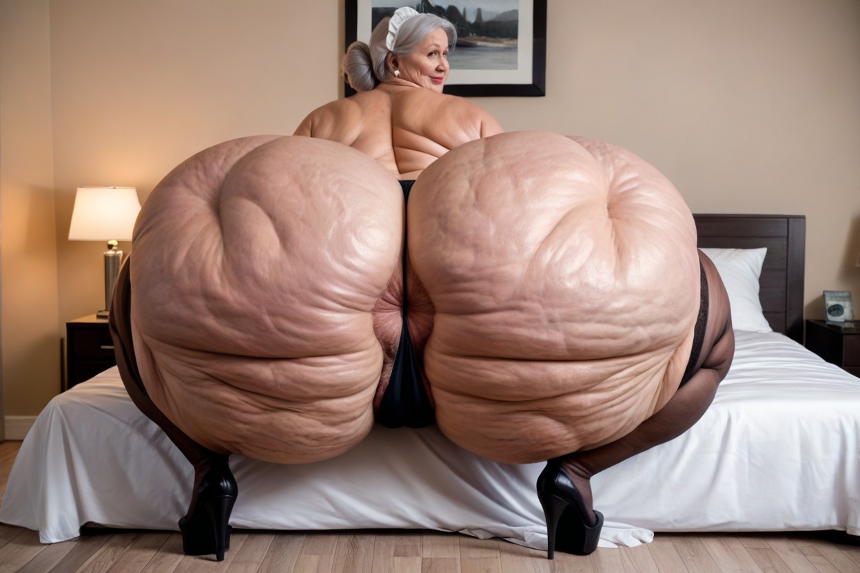 Big Wide Hyper Hips, Hyper Voluptuous Milf, Rear View BBW AI Porn