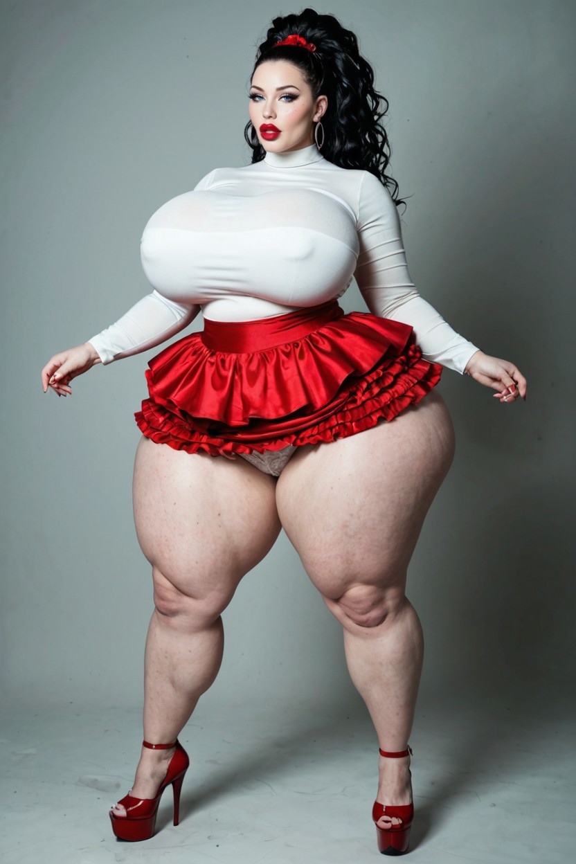 Waist, Freckles, Red Cotton Knicker BBW AI Porn