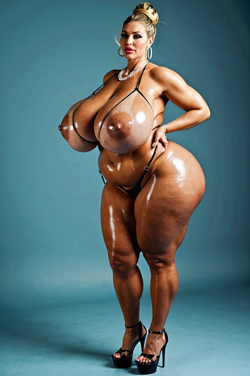 Massive Cleavage, Morbidly Obese Breasts, Hyper Busty Woman BBW AI Porn