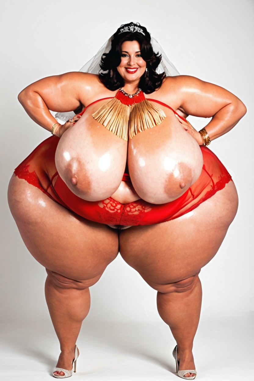 Makeup, Gargantuan Tits, Cartoonishly Gigantic Ass BBW AI Porn