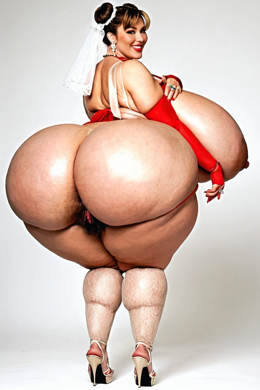 Totally Insanely Absurdly Gigantic Colossal Breasts, Thicc Wide Hips, Naked BBW AI Porn