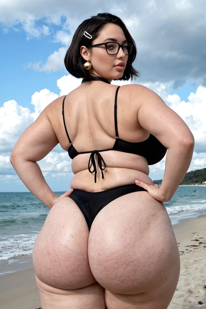 Horny, Gigantic Well Endowed Erotic Saggy Tits, Eyes Half Closed BBW AI Porn