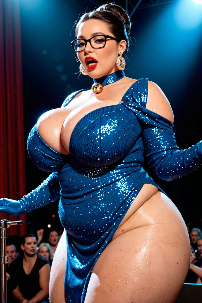 Gorgeous Collar With Bell, Extra-thick Plumper, Low Angle BBW AI Porn