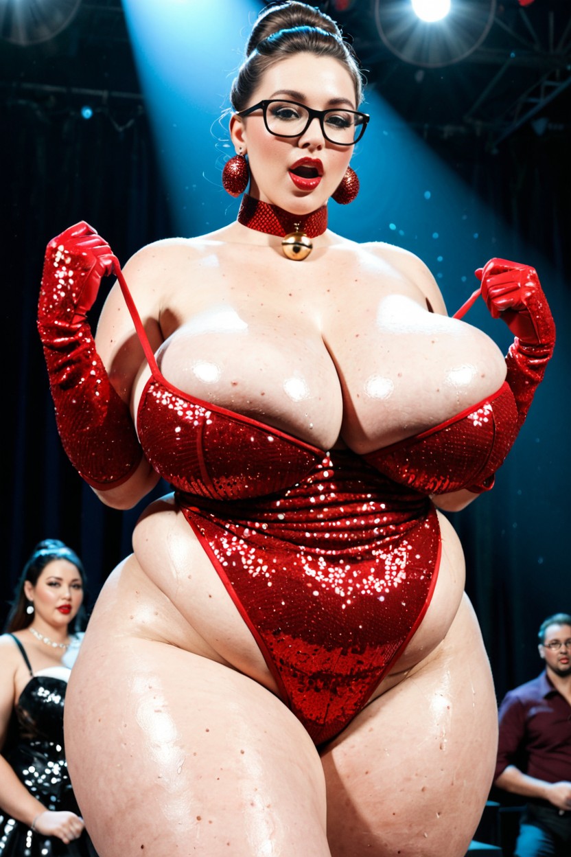 Waist Shot, Shimmering Skin, Slightly Open Mouth BBW AI Porn