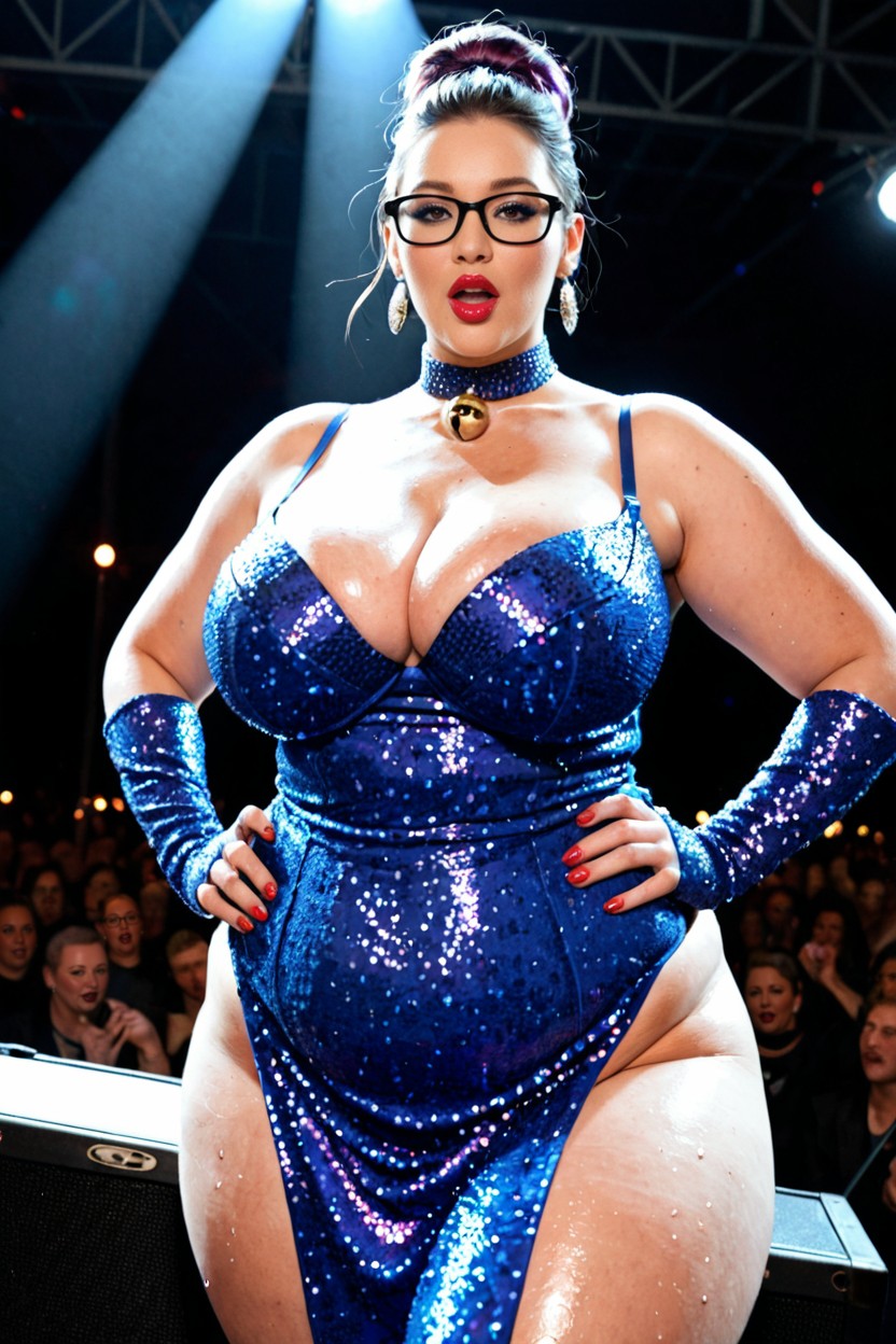 Fully Clothed, Luxury Earrings, Elaborately Embroidered Gown BBW AI Porn