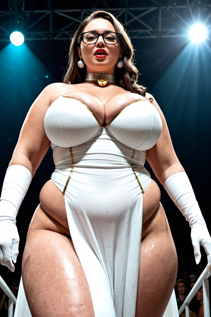 Smooth Pale Skin, Standing, Healthy Curvy Obesity BBW AI Porn