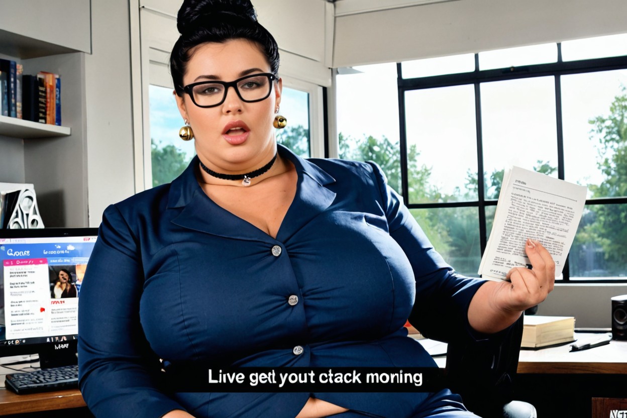 Sitting Down, Serious, Earrings BBW AI Porn