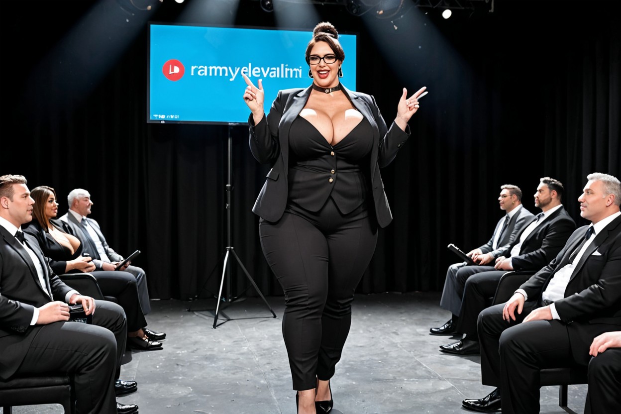 The Surroundings Are Dark, Low Angle, Slightly Open Mouth BBW AI Porn