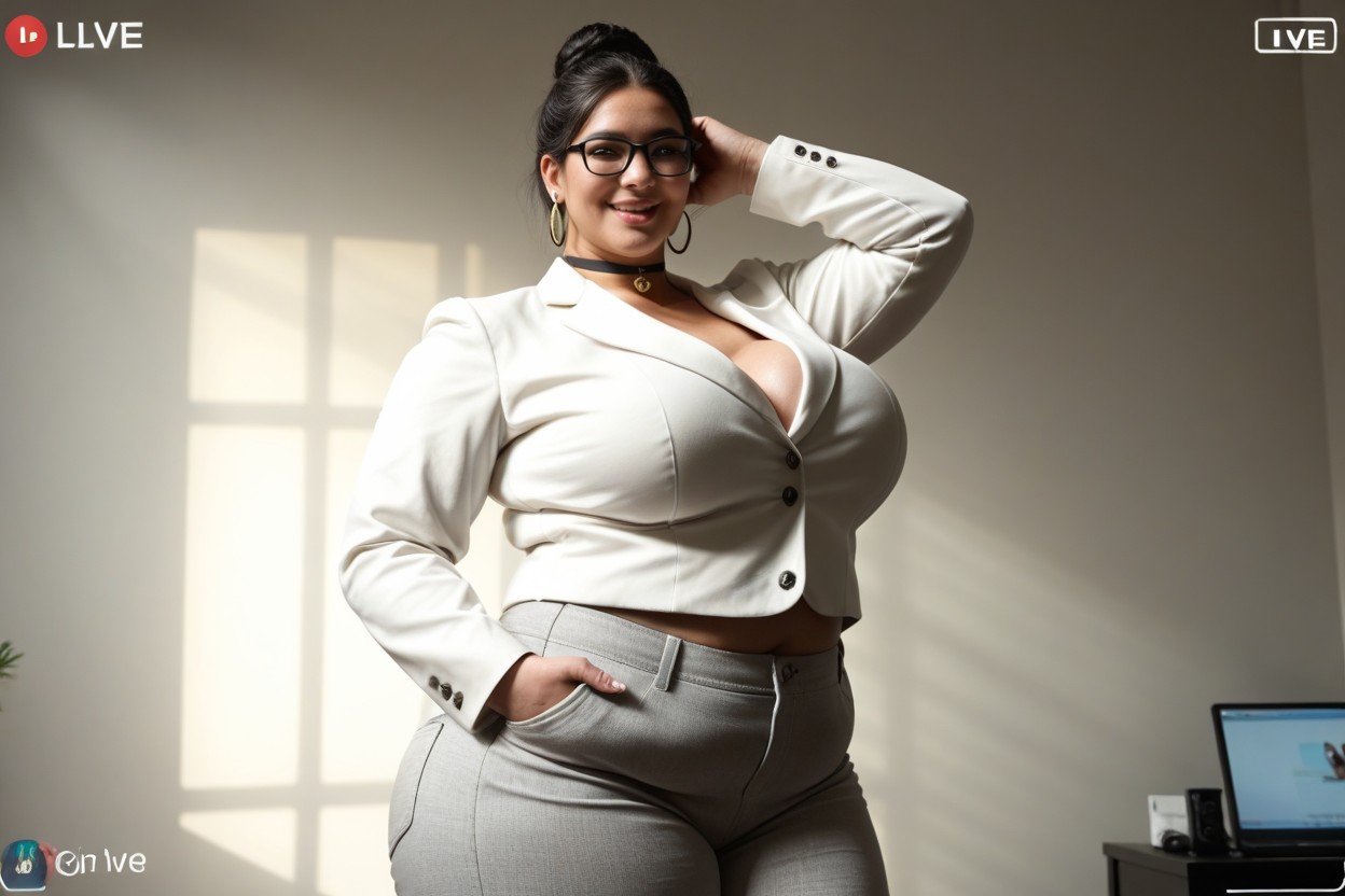 Pale Skin, Fat But Cool, Stand Upright BBW AI Porn