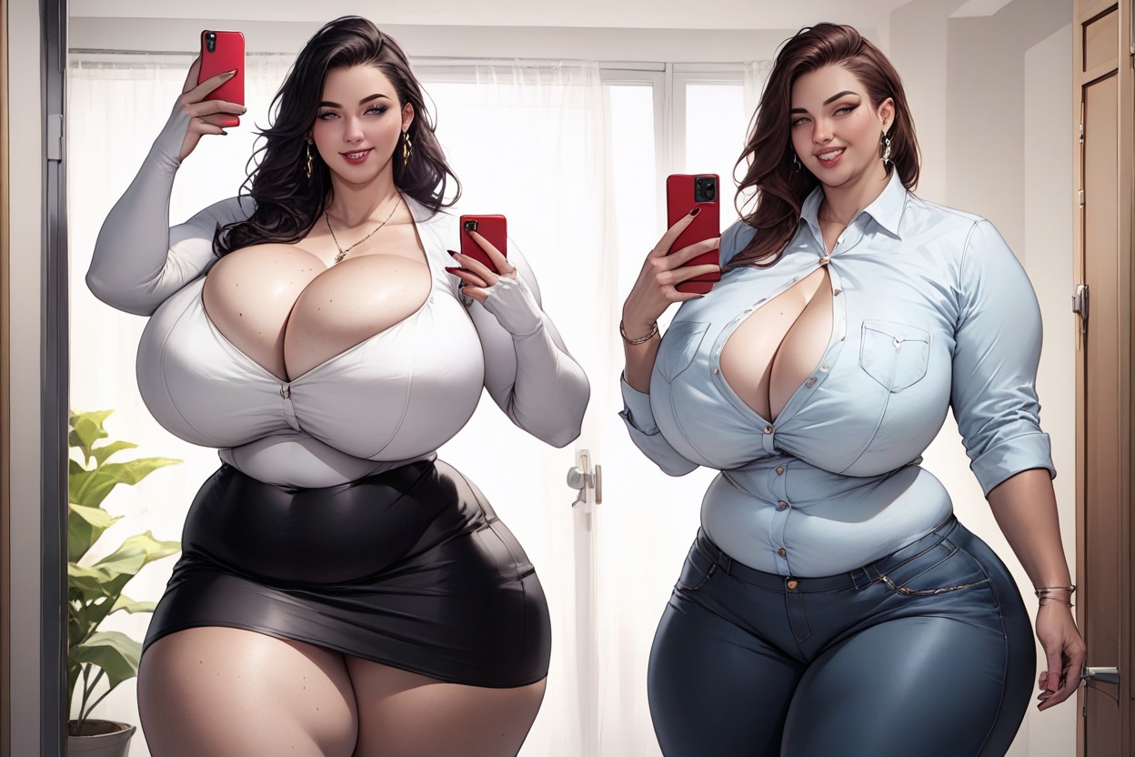 Each Panel Will Show Her Extremely Fat Exaggerated Proportioned Curves, Cleavage, Thick Wide Hips BBW AI Porn