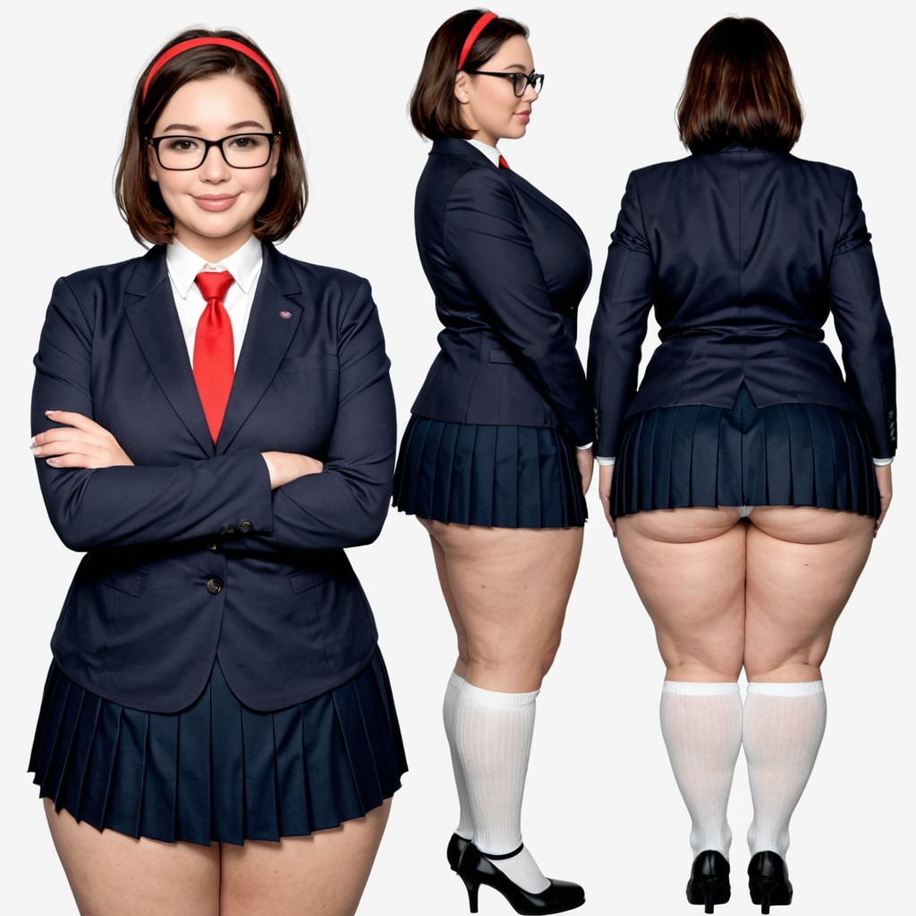 Front View, Clothed Enormous Gigantic Wide Ass, Arms Crossed BBW AI Porn