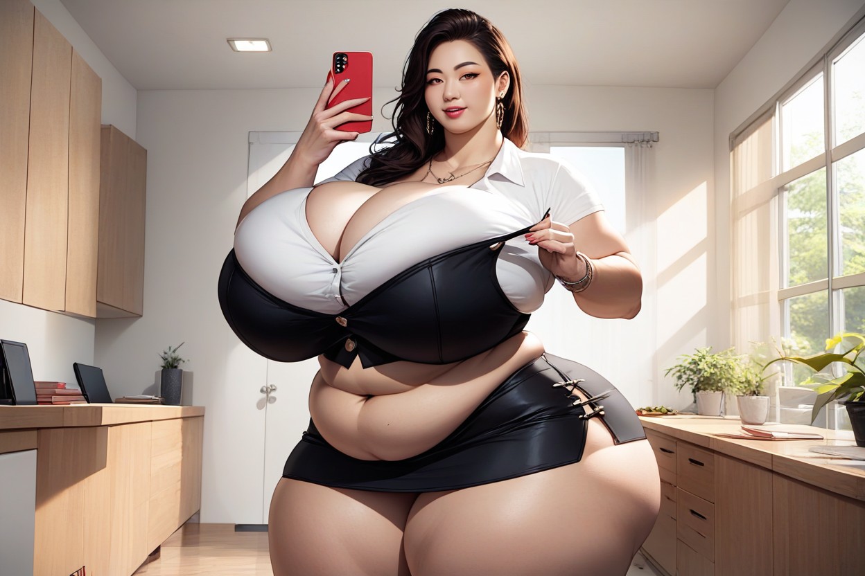Escote, Asiática, Selfie Porno BBW IA