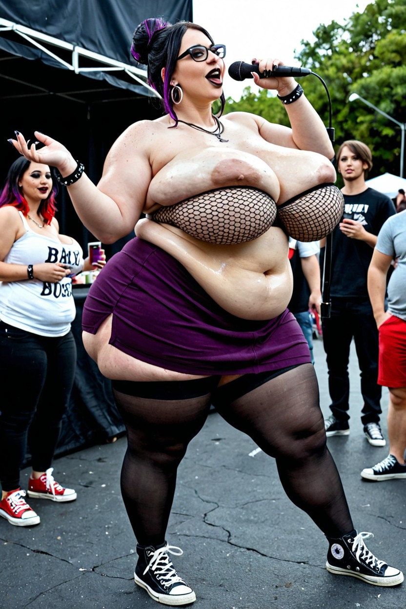 Emo Music Concert, Black Nail Polish, Smooth Skin BBW AI Porn
