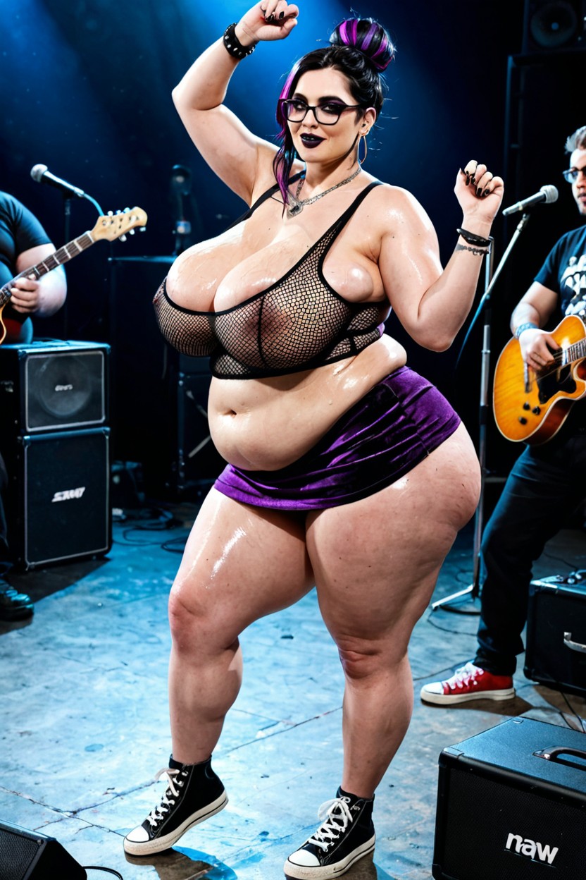 Emo Music Concert, Dark Makeup, Outdoor Music Festival BBW AI Porn