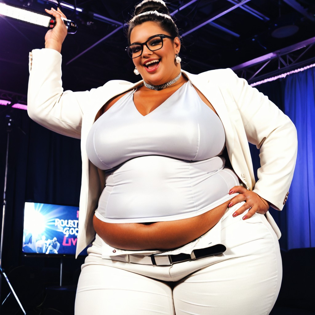 View From Far Away, Side View, Clothed Hyper Massive Gigantic Perky Breasts BBW AI Porn
