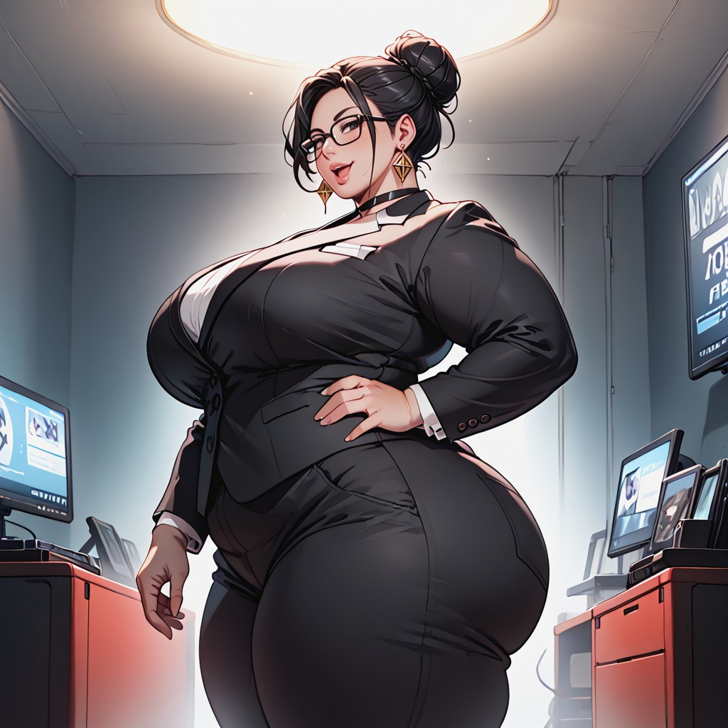 Earrings, One Arm Open, Thick Black Glasses Porno BBW IA