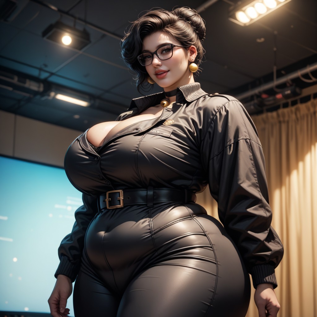 Gorgeous Large Stage, Stand Upright, High Bun BBW AI Porn