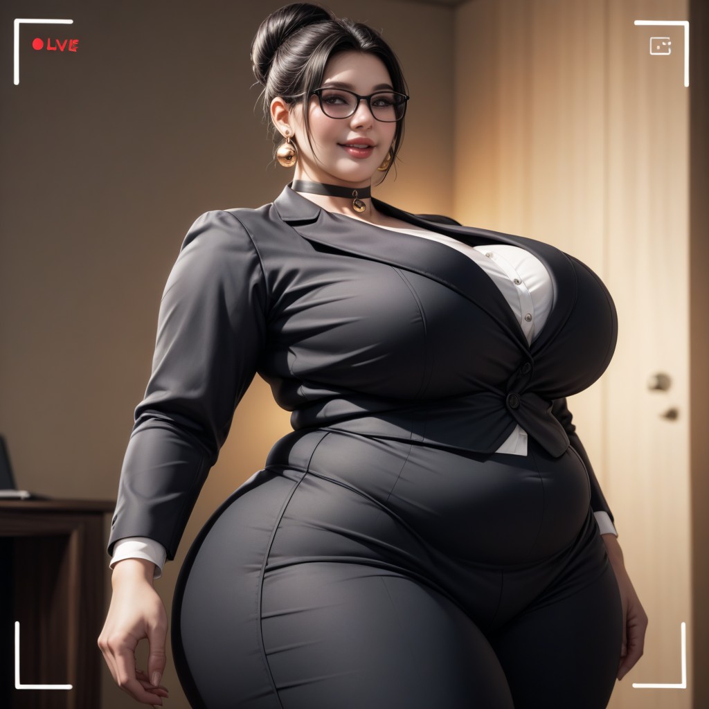Sleek, Clothed Hyper Massive Wide Hips, One Arm Open BBW AI 야짤