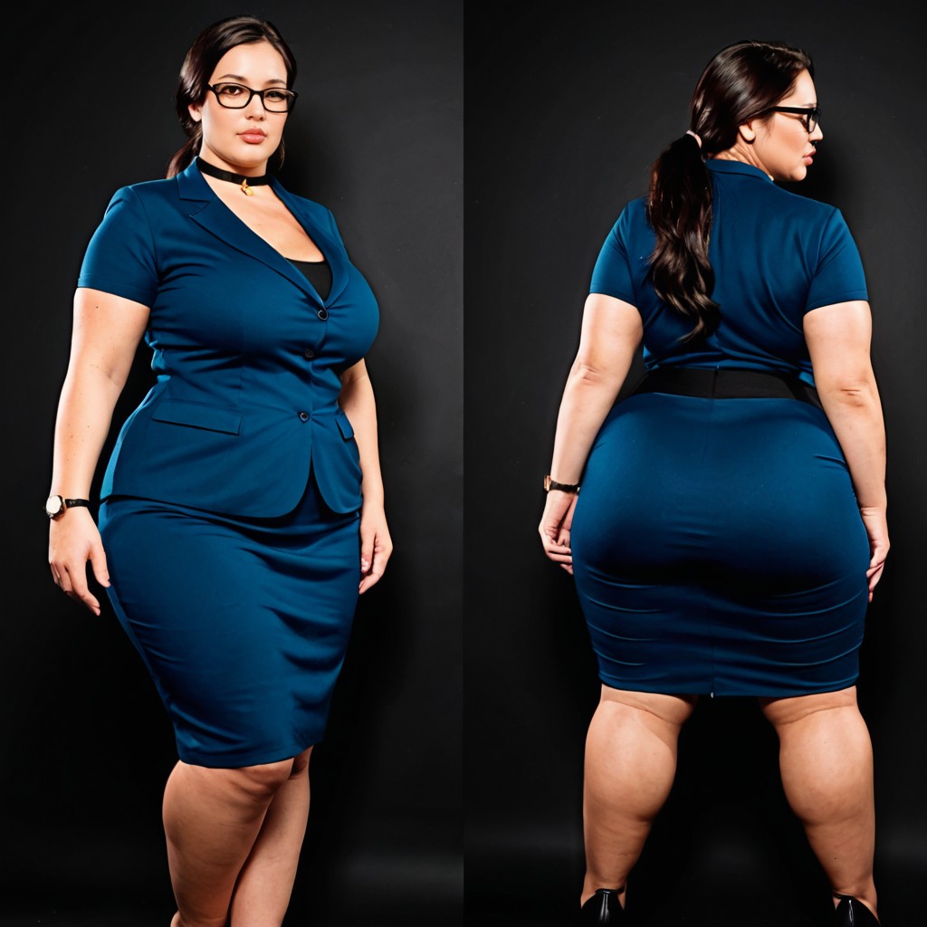 Healthy Curvy Obesity, Wristwatch, Modest BBW AI Porn