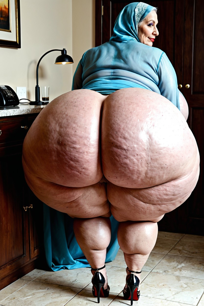 Classy Woman, Hyper Obese Face, Gigantic Huge Ass BBW AI Porn