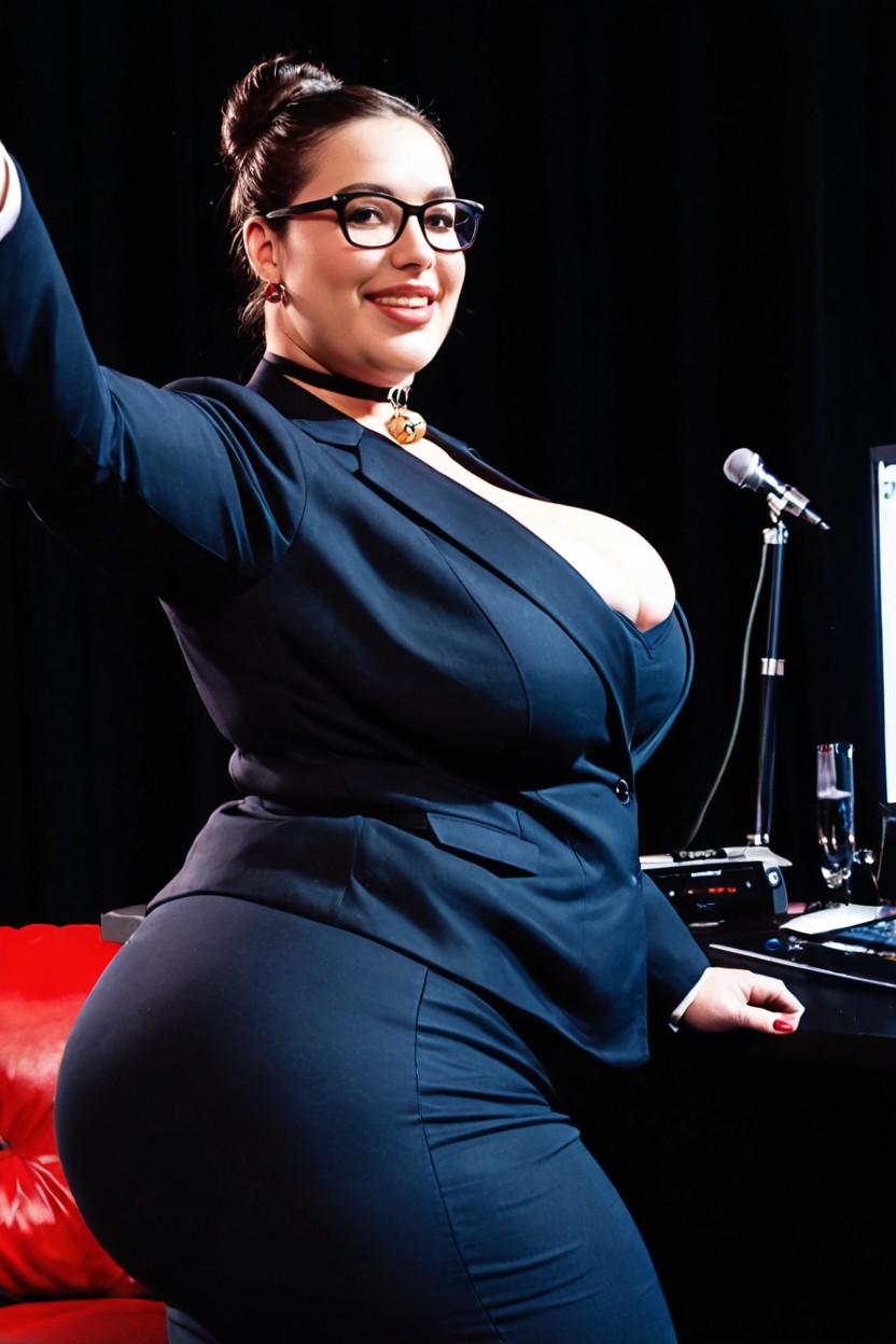 Extremely Large Ass, Thick Glossy Lips, Cool Pose BBW AI Porn