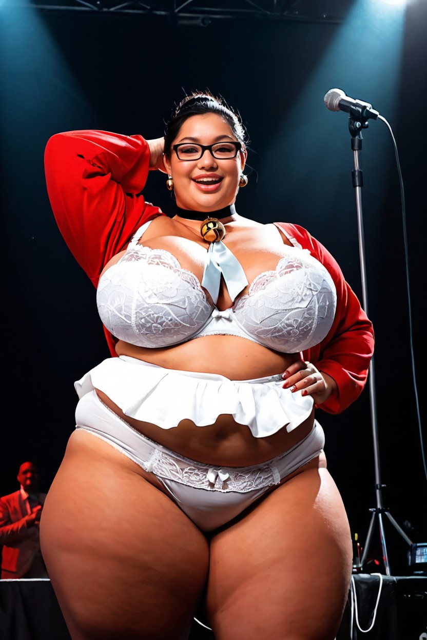 Fatty Presenter, Black Eyes, Choker With Bell BBW AI Porn